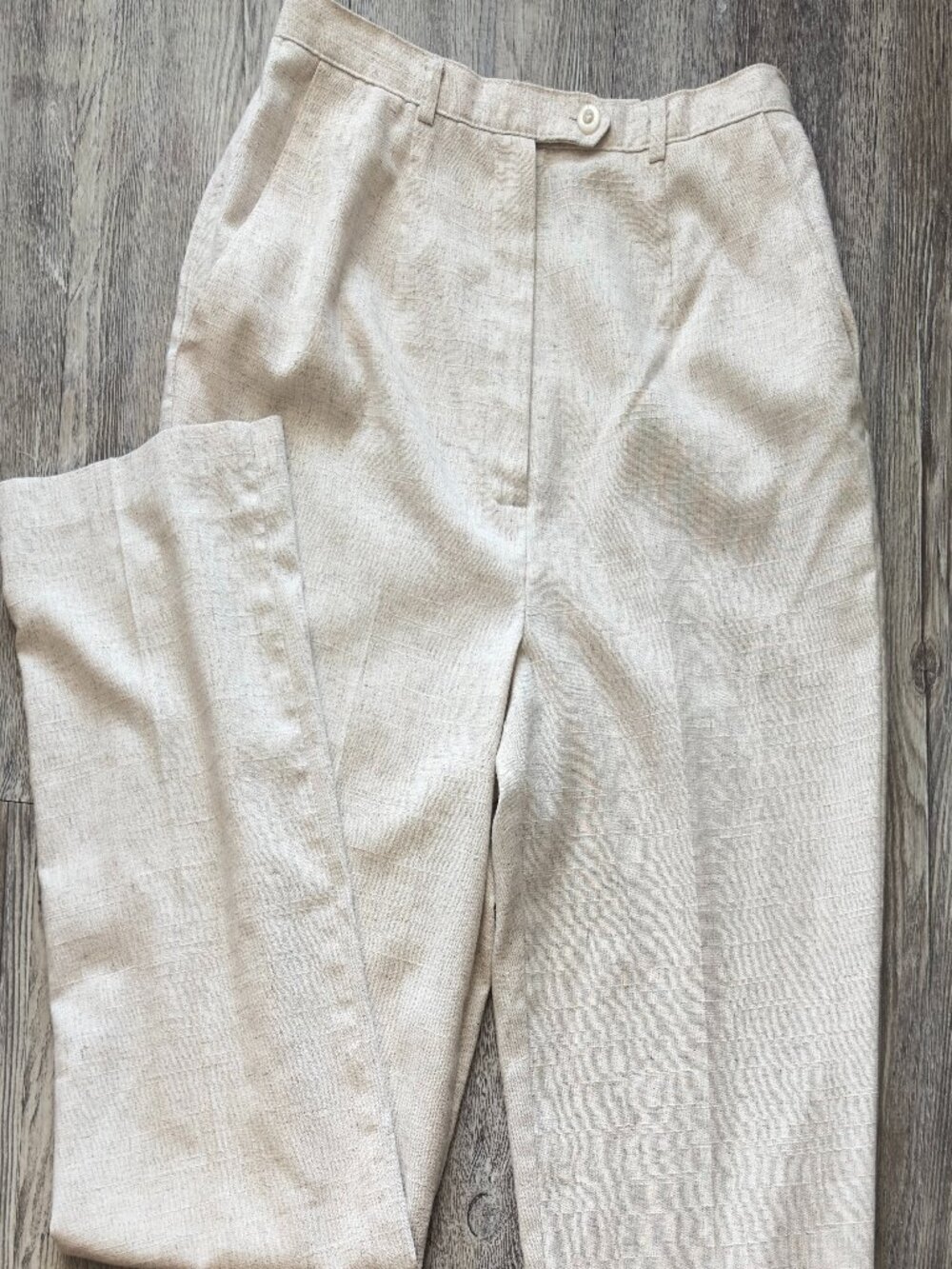 Sag Harbor Beige Linen Blend Straight Leg Pants Size 8